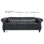 Canapé Chesterfield capitonné en similicuir avec accoudoirs roulés de 84,65 po