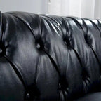 Canapé Chesterfield capitonné en similicuir avec accoudoirs roulés de 84,65 po