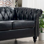 Canapé Chesterfield capitonné en similicuir avec accoudoirs roulés de 84,65 po