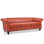 Canapé Chesterfield capitonné en similicuir avec accoudoirs roulés de 84,65 po