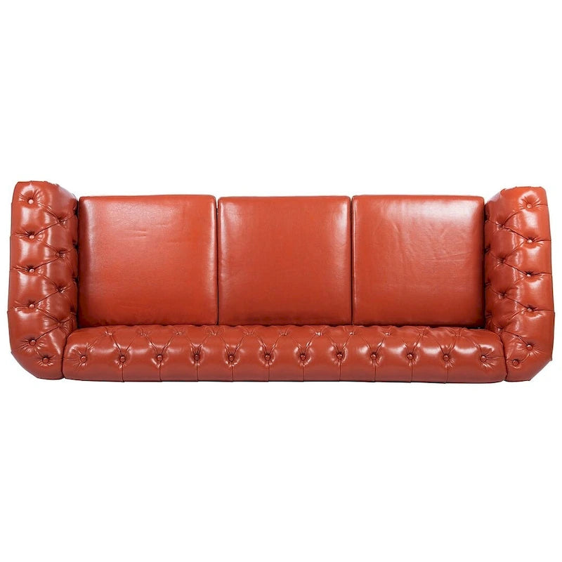 Canapé Chesterfield capitonné en similicuir avec accoudoirs roulés de 84,65 po