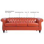 Canapé Chesterfield capitonné en similicuir avec accoudoirs roulés de 84,65 po