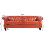 Canapé Chesterfield capitonné en similicuir avec accoudoirs roulés de 84,65 po
