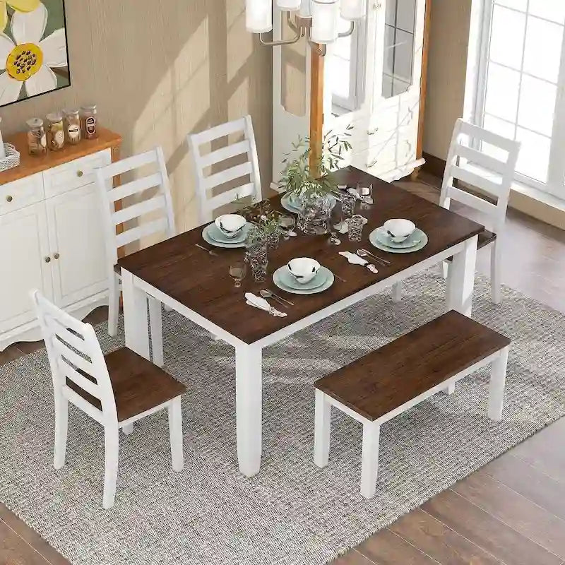 Table de salle à manger avec chaises et banc