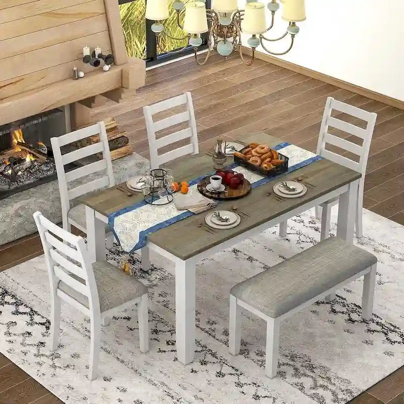 Table de salle à manger avec chaises et banc