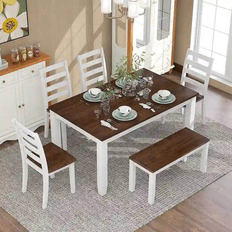 Table de salle à manger avec chaises et banc