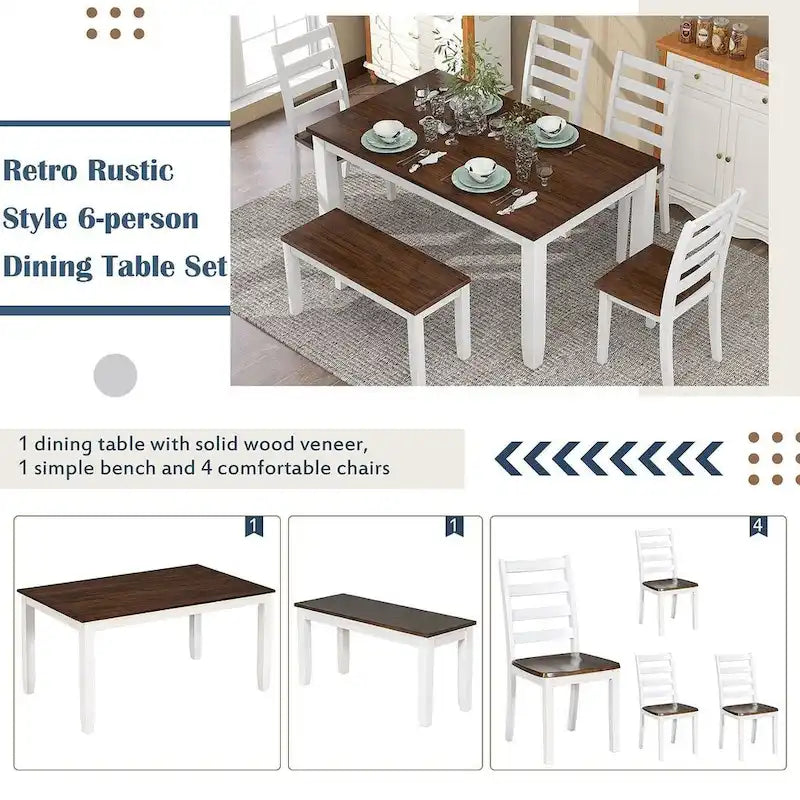 Table de salle à manger avec chaises et banc