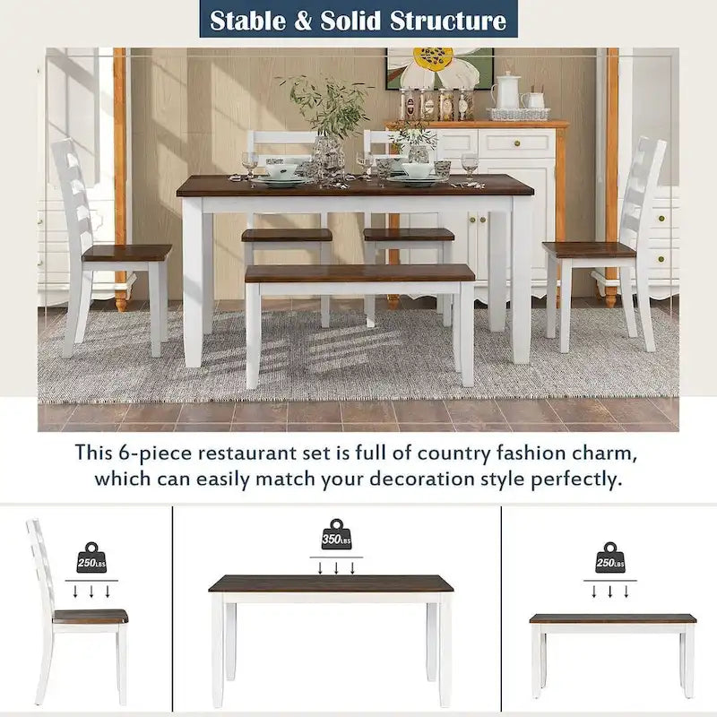 Table de salle à manger avec chaises et banc