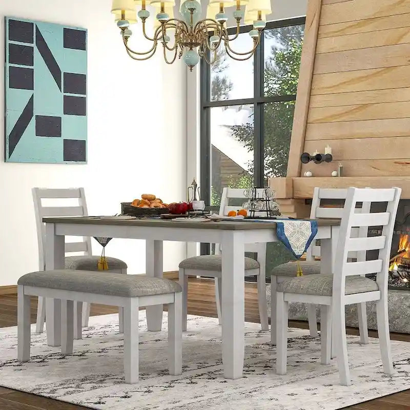 Table de salle à manger avec chaises et banc