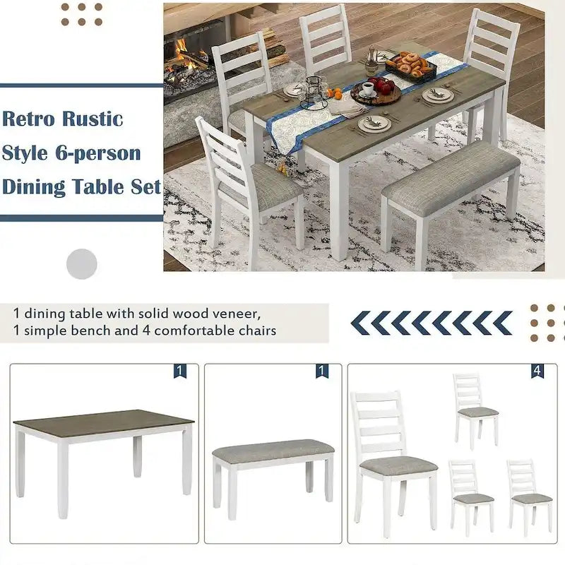 Table de salle à manger avec chaises et banc