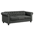 Causeuse chesterfield capitonnée, tissu lin