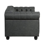 Causeuse chesterfield capitonnée, tissu lin
