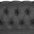 Causeuse chesterfield capitonnée, tissu lin