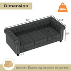 Causeuse chesterfield capitonnée, tissu lin