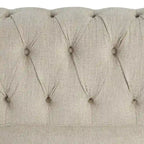 Causeuse chesterfield capitonnée, tissu lin