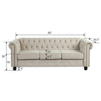 Causeuse chesterfield capitonnée, tissu lin