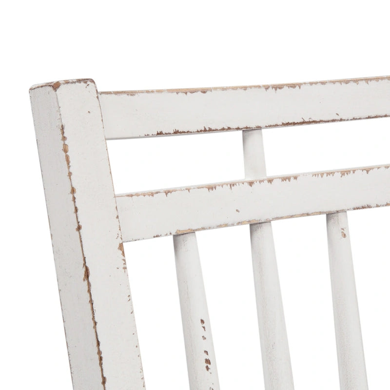 Table à manger à pieds tournés, en chêne vieilli blanc antique
