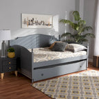Lit de repos double style cottage avec lit gigogne escamotable