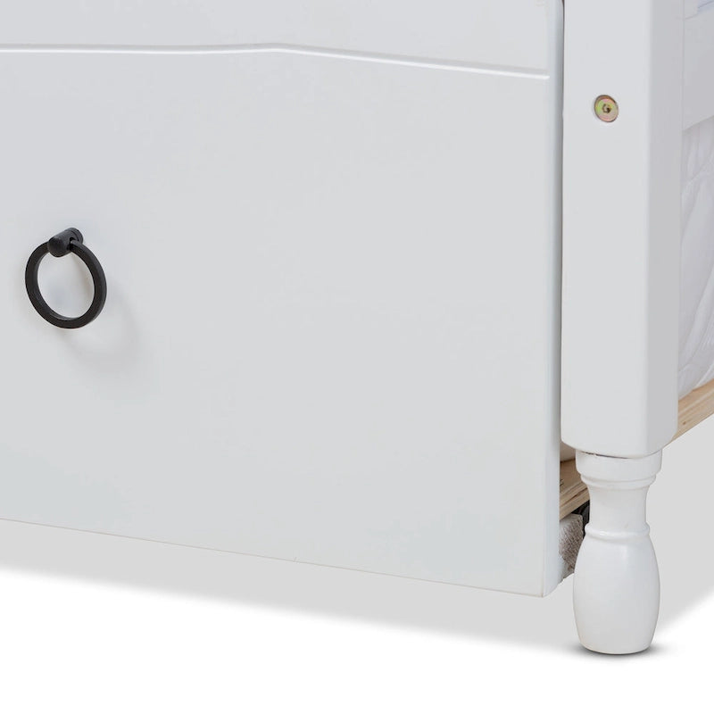 Lit de repos double style cottage avec lit gigogne escamotable