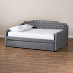 Lit de repos contemporain en velours capitonné avec lit gigogne