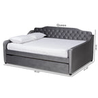 Lit de repos contemporain en velours capitonné avec lit gigogne