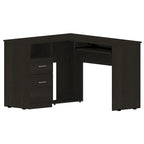 Bureau d'angle avec deux tiroirs, une étagère et un compartiment UC