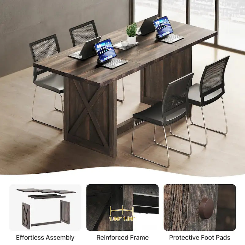 Grande table de salle à manger rustique de 180 cm pour 6 à 8 personnes