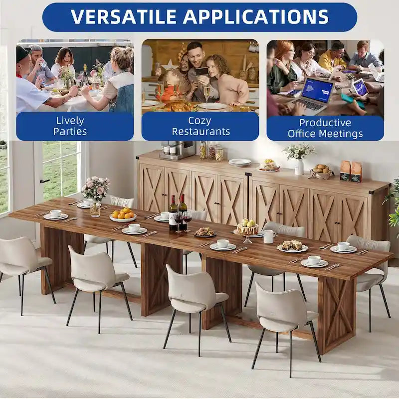 Grande table de salle à manger rustique de 180 cm pour 6 à 8 personnes