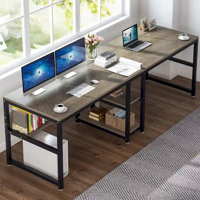 Bureau pour deux personnes de 200 cm avec étagère