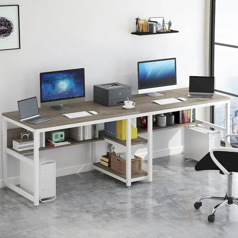Bureau pour deux personnes de 200 cm avec étagère
