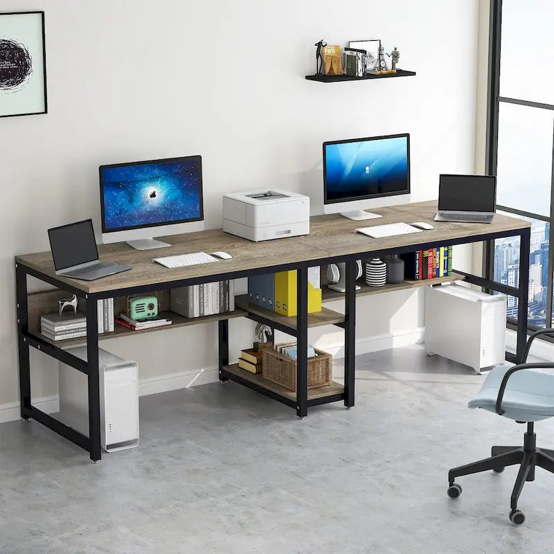 Bureau pour deux personnes de 200 cm avec étagère