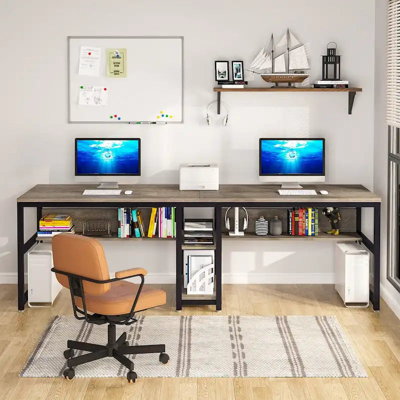 Bureau pour deux personnes de 200 cm avec étagère