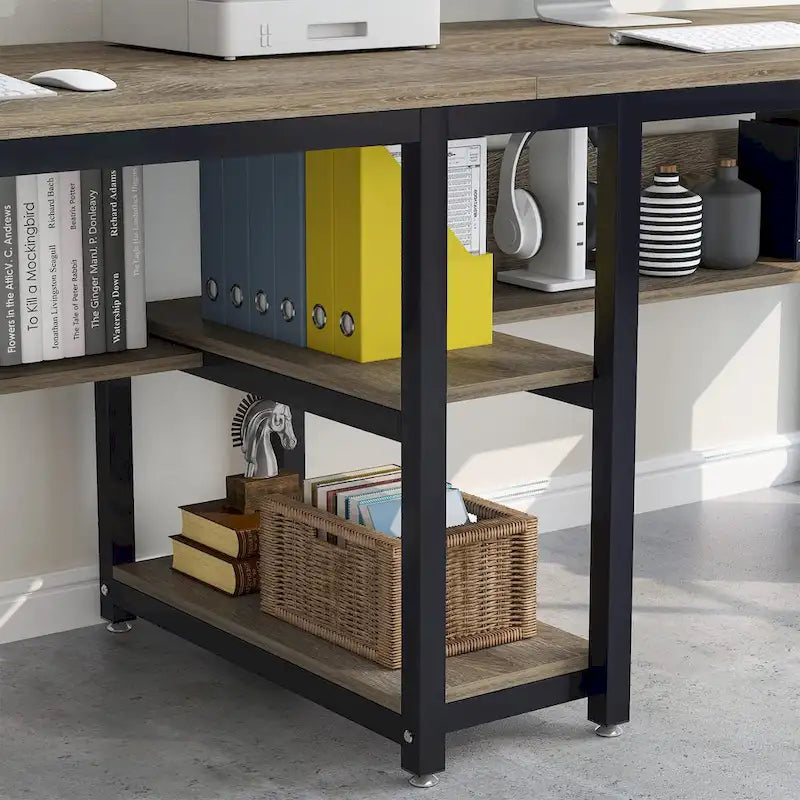Bureau pour deux personnes de 200 cm avec étagère
