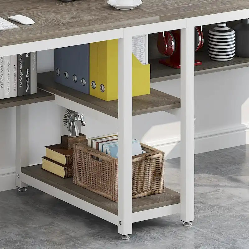 Bureau pour deux personnes de 200 cm avec étagère