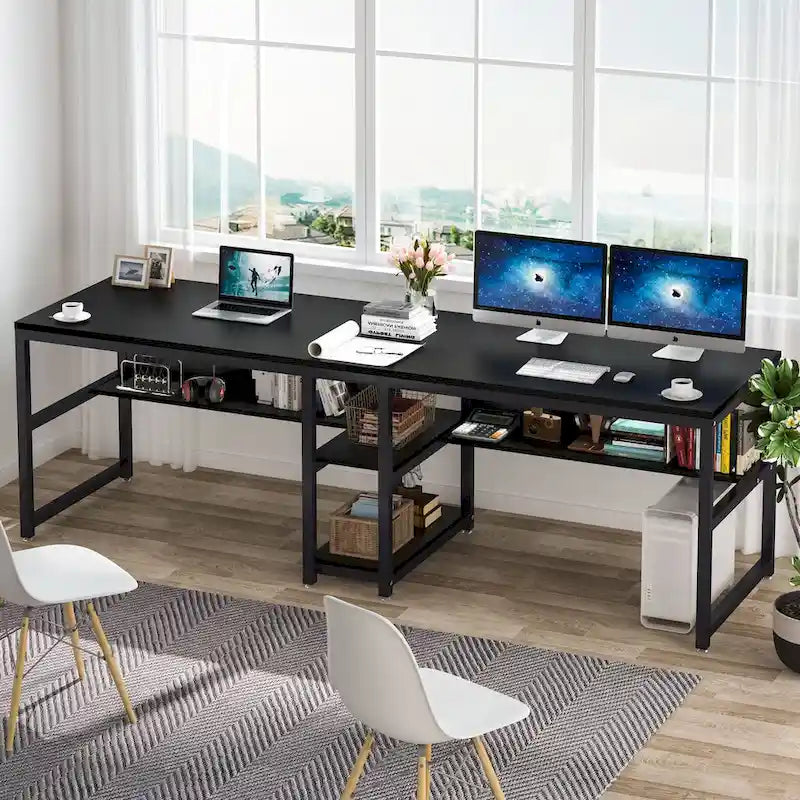 Bureau pour deux personnes de 200 cm avec étagère