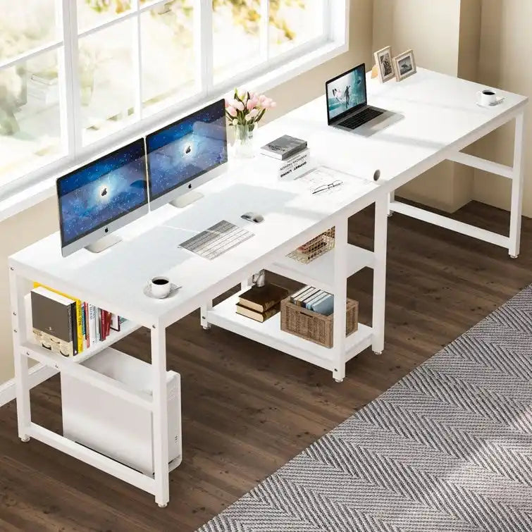 Bureau pour deux personnes de 200 cm avec étagère