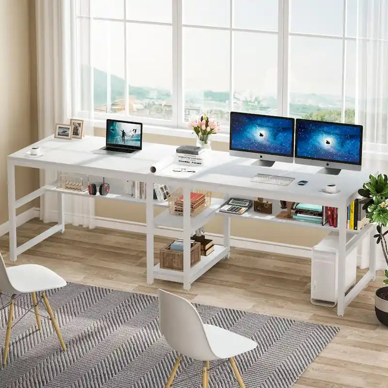 Bureau pour deux personnes de 200 cm avec étagère