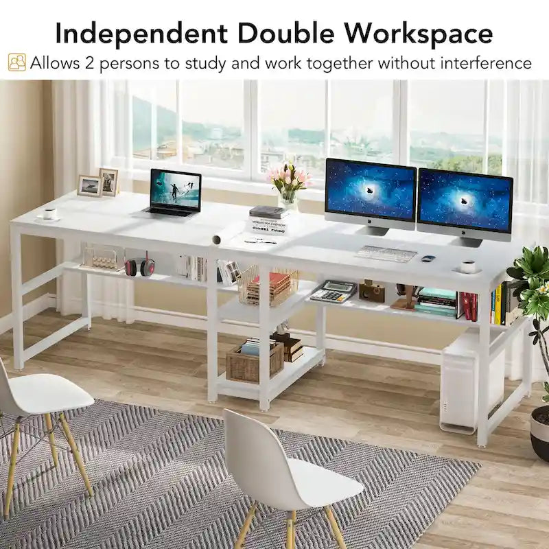 Bureau pour deux personnes de 200 cm avec étagère