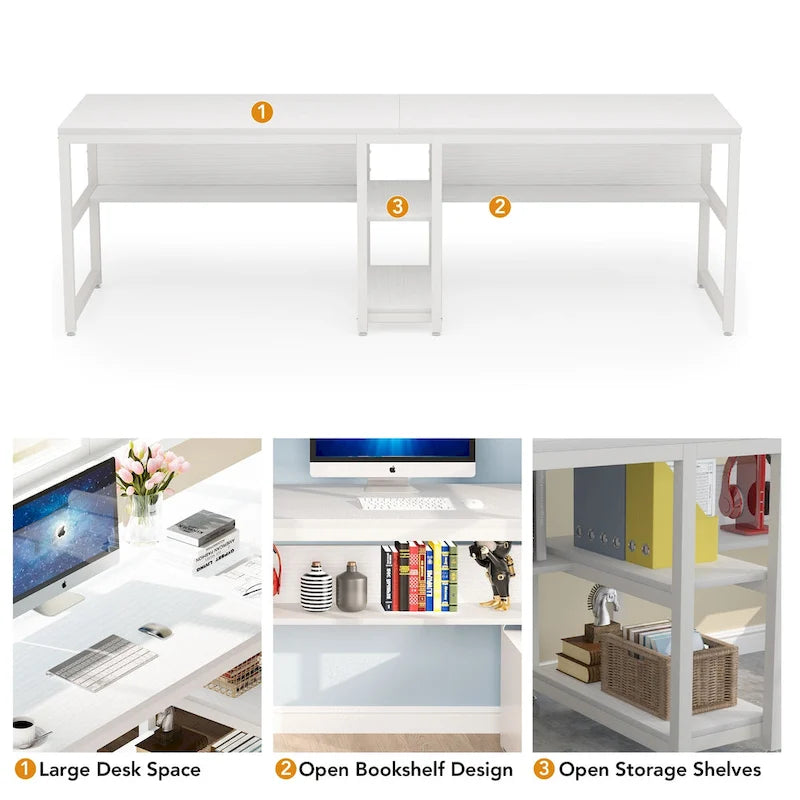 Bureau pour deux personnes de 200 cm avec étagère