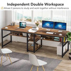 Bureau pour deux personnes de 200 cm avec étagère