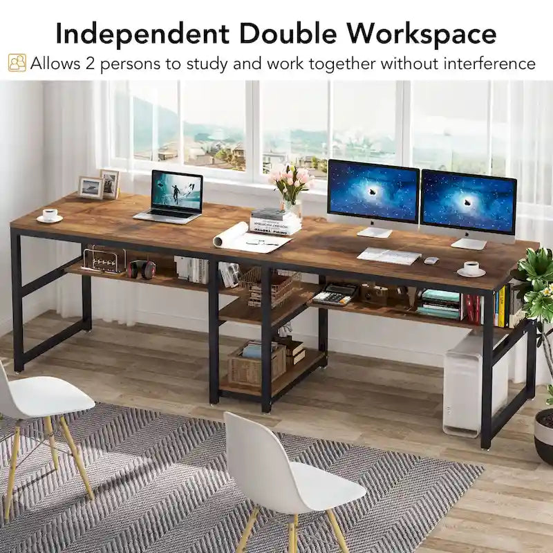 Bureau pour deux personnes de 200 cm avec étagère