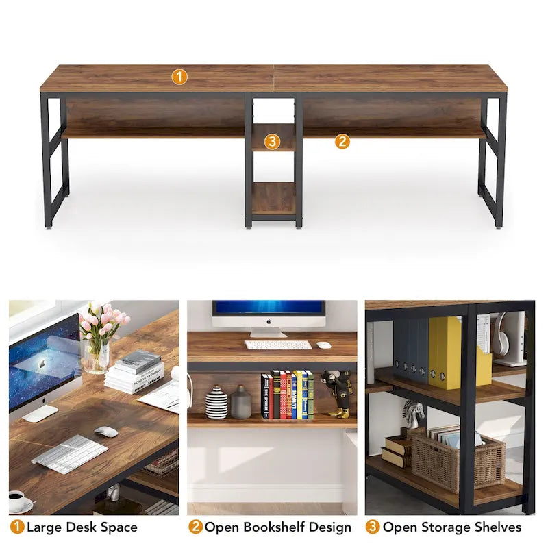 Bureau pour deux personnes de 200 cm avec étagère