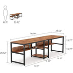 Bureau pour deux personnes de 200 cm avec étagère