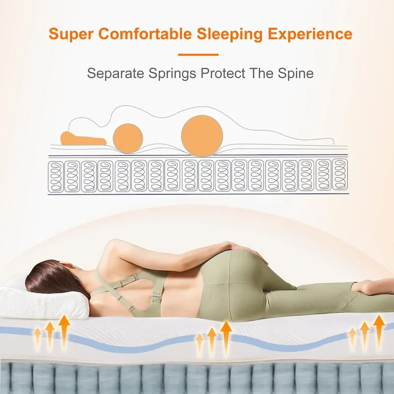 Cadre de lit réglable avec matelas hybride en mousse à mémoire de forme de 35,5 cm