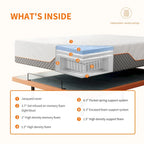 Cadre de lit réglable avec matelas hybride en mousse à mémoire de forme de 35,5 cm