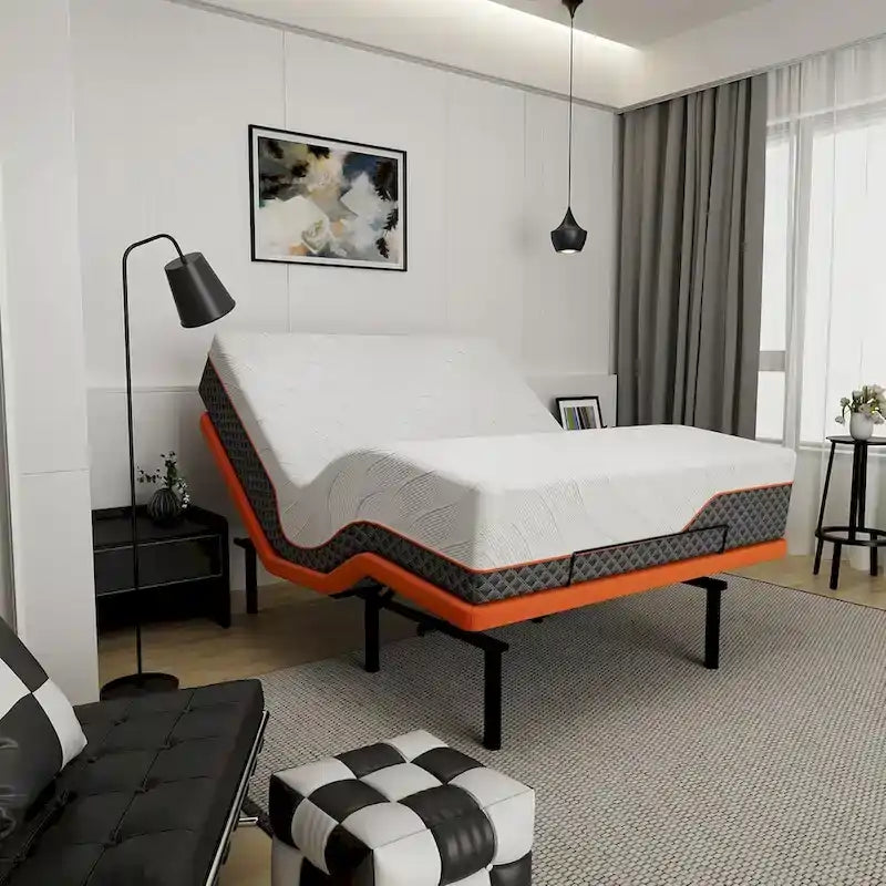 Cadre de lit réglable avec matelas hybride en mousse à mémoire de forme de 35,5 cm