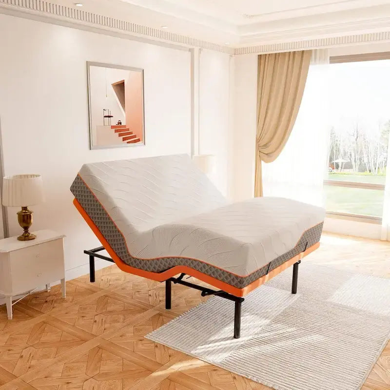 Cadre de lit réglable avec matelas hybride en mousse à mémoire de forme de 35,5 cm