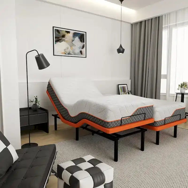 Cadre de lit réglable avec matelas hybride en mousse à mémoire de forme de 35,5 cm