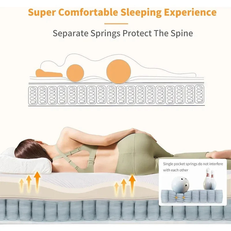 Cadre de lit réglable avec matelas hybride en mousse à mémoire de forme de 35,5 cm