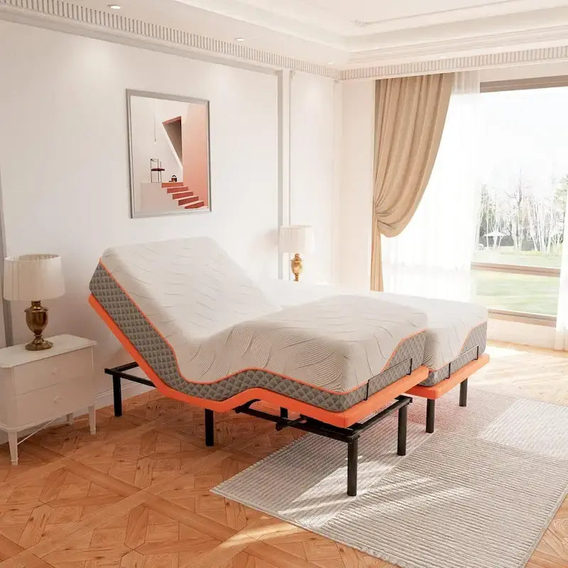 Cadre de lit réglable avec matelas hybride en mousse à mémoire de forme de 35,5 cm